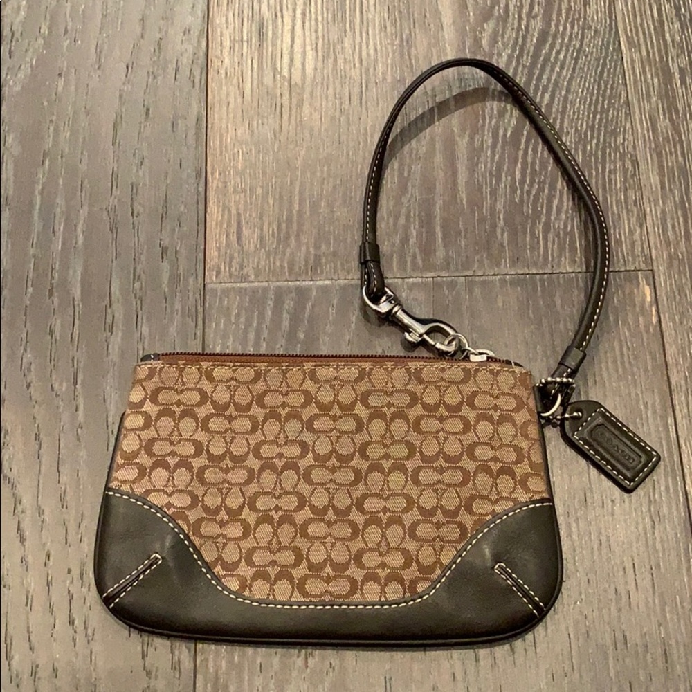 Small Coach C Signature wristlet - brown and tan